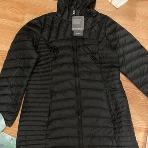 New Eddie Bauer Black Women's Astoria Quilted down parka TXL